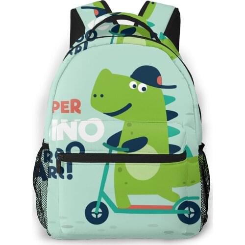 OLN Women Backpack with Multiple Using Women Backpacks Cute Dinosaur Rides On Kick Scooter Female School Bag Girls Travel Bag