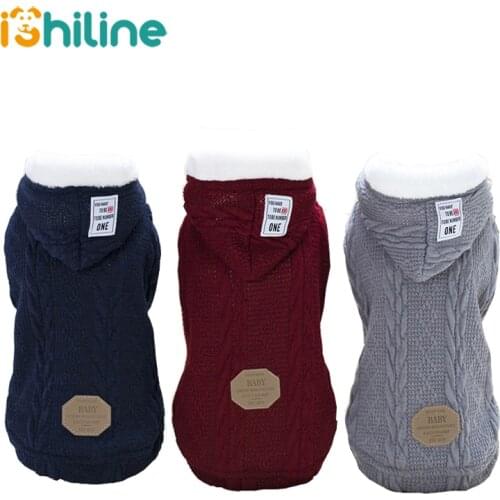 Autumn Winter Pet Dog Clothes Warm Knitting Acrylic Dog Coat Jackets Sport Style Puppy Hooded Clothing For Small Medium Dogs