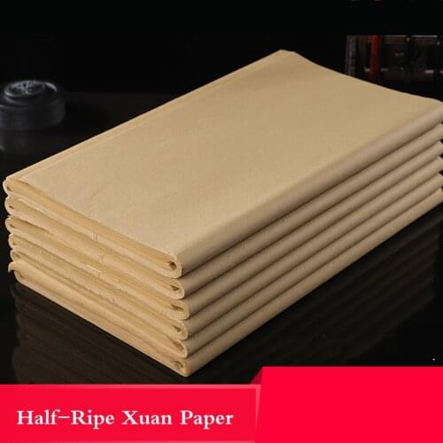 Half Ripe Xuan Paper Chinese Calligraphy Mulberry Paper Handmade Natural Color Calligraphy Painting Fiber Rice Paper Rijstpapier