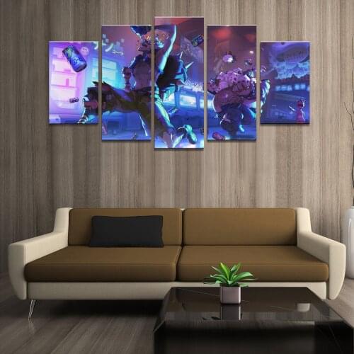 Home Decor Poster Pictures Prints Canvas 5 Piece Modular JunkRat ROADHOG Overwatch Game Living Room Decorative Painting Framed