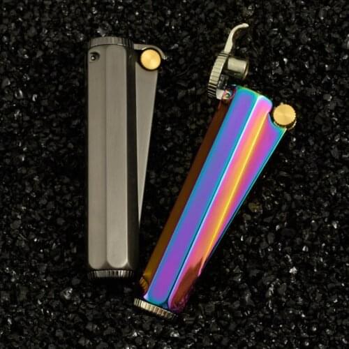Retro Mini Metal Flame Lighters Flint wheel Oil Kerosene Lighter Unique Long hexagon gasoline Cigar Fire Men Gadget