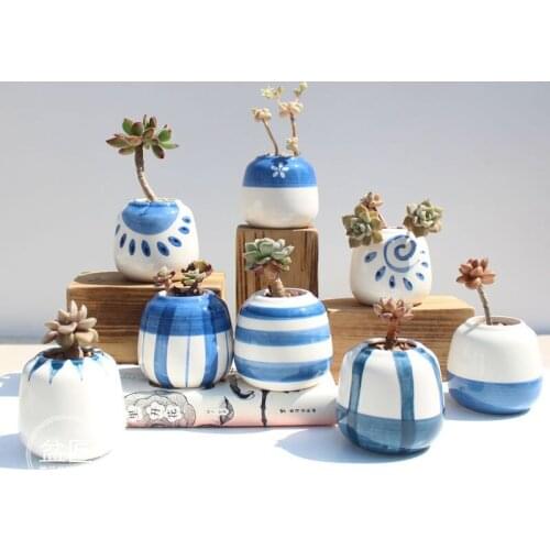 Hand-Painted Succulent Thumb Flower Pots New Handmade Japanese Cute Pots Home Decoration Vases Living Room Desktop Ornaments