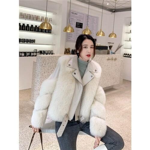 2020 New Real Fur Coat Winter Jacket Women Natural Fox Fur Genuine Leather Locomotive Outerwear Streetwear Thick Warm