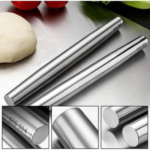 Stainless Steel Rolling Pin Rod Bar Baking Rough Clay Pizza Pasta Roller Polymer Clay Sculpture Tools Cake Accessory