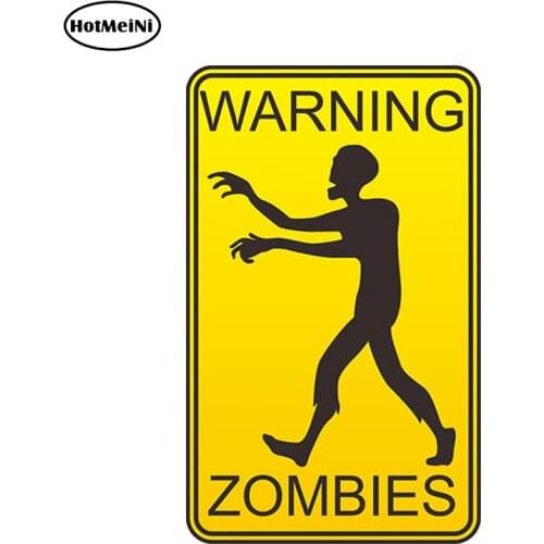 HotMeiNi 13cm x 8cm Car Styling Warning Zombies Vinyl Sticker Car Trunk Window Bumper Decal Reflective Car Sticker Waterproof
