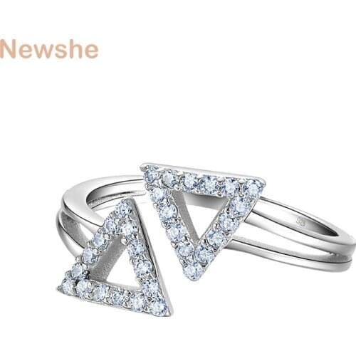 Newshe 925 Sterling Silver Unique Design Wedding Ring Engagement Band For Women 0.45 Ct AAA CZ Classic Jewelry NR5016