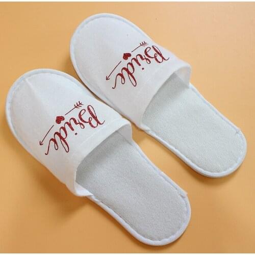 1Pair Personalize Red Glitter Letter Wedding Slippers Bride Slippers Groom Slippers Custom Print Shoes White Slippers