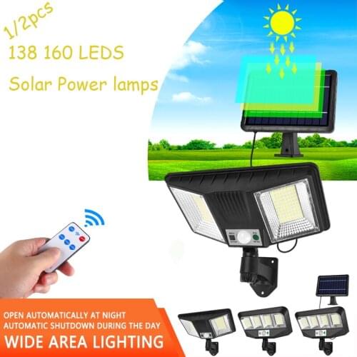 138 160 LED Solar Light Outdoor Solar Lamp With PIR Motion Sensor Wide Angle Bright Waterproof Wall Light For Garden Decoration