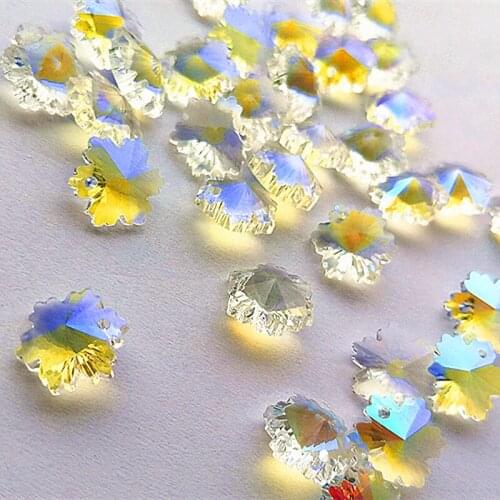 2020 Top Quality Clear AB Snow Beads 100pcs/lot in 1 holes Faceted 14mm k9 Crystal Curtain & Chandelier Beads Diy Accessories