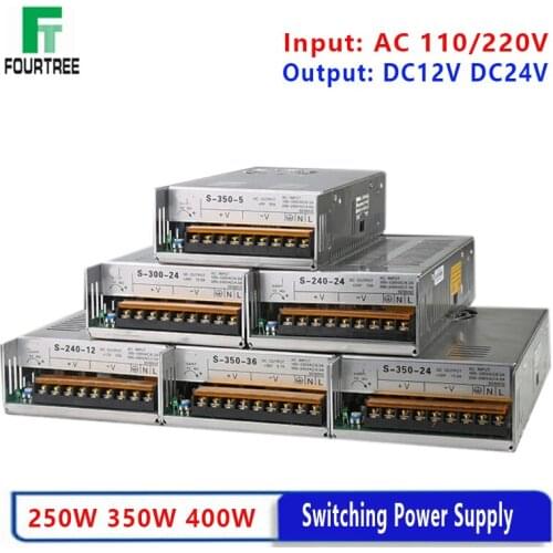 250W 350W 400W Switching Power Supply Light Transformer AC 110/220V To DC 12/ 24V Power Supply Source Adapter