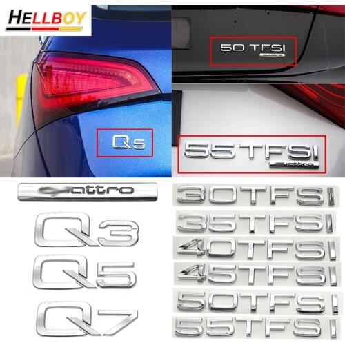 3D Car Body Emblem Sticker For Audi Q3 Q5 Q7 Quattro Logo Car Styling Letter Badge Rear Trunk Decoration Decal AUTO Accessories
