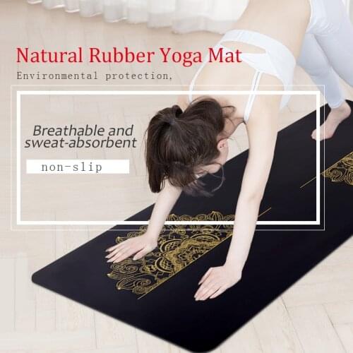 5mm Natural Rubber PU Yoga Mat Wide Mandala Pattern Non Slip Sweat-Absorb Workout Mat for Ashtanga Pilates Bikram Workout