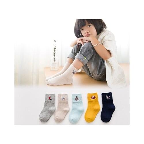 5pairs Autumn and Winter New Style Cotton Thickened Childrens Socks, Tube Socks, C Boys and Girls Baby Socks