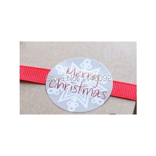 500pcs free shipping"MERRY CHRISTMAS"round packing sealing decorative stickers,dia.3.5cm gift packaging adehesive stickers