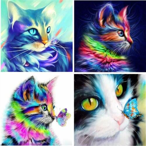 5D Diamond Painting, "color Cat", Rhinestone Embroidery Mosaic DIY Exquisite Decorative Art Painting Hanging Picture