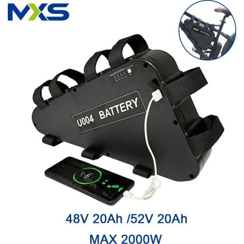 Ebike Battery 48V 52V 20Ah Triangle Electric Bike Scooter Battery For 2000W 1500W Motor Bafang Lithium eBike Battery BBS03 BBSHD