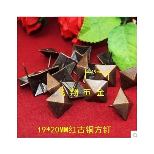 Antique Tacks Iron Decorative Upholstery Tacks Jewelry Gift Box Sofa Decorative 19*20MM red square bronze