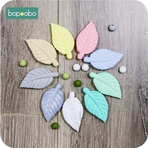 Bopoobo 10pcs Leaf Silicone Teether Baby Teething Eco-friendly BPA Free Baby Teething Baby Product DIY Baby Mobile Holding Toys