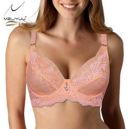 Womens Floral Lace Sheer Bra Unpadded Underwired Push Bras Sexy Bralette Ladies Underwear Lingerie Brassiere Size A B C Cup