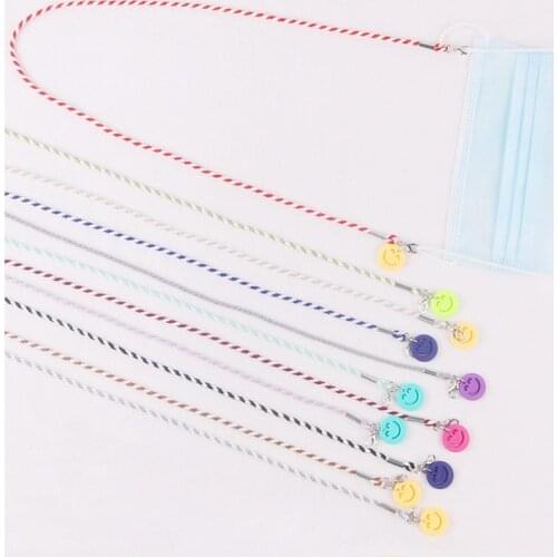 1PC Colorful Macaron Smily Anti-lost Mask Chains Lanyard Glasses Lanyard Strap Leather Necklace for Women Long Mask Chain