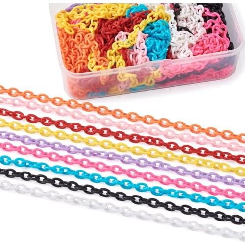 36 Strands Plastic Cable Chains 6mm Oval Links Mixed Color for Glasses Lanyard Chains Jewelry Making DIY Craft Project