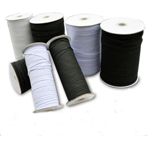 White Black Elastic Bands 3/5/6/8/10/12mm Kleine Elastiekjes Elastic Cord for Clothes Garment Sewing Accessories 200yards 1roll