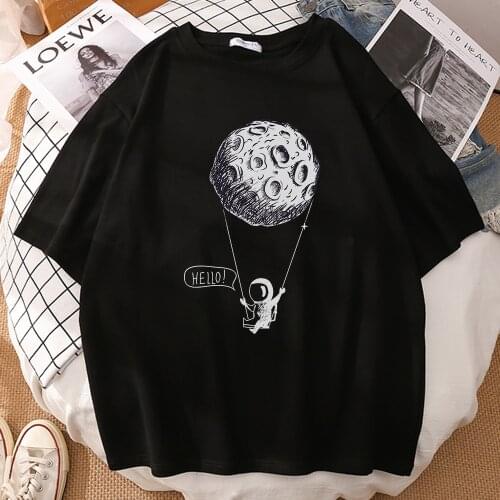 To The Moon Astronauts Tshirts Short Sleeve Men Clothing Funny Retro Tops Fashion Pattern T-Shirt Summer Cartoon Streetwear