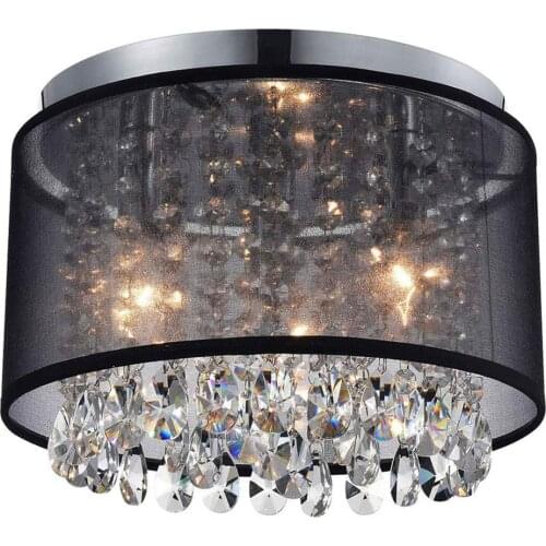 Crystal Bedroom Ceiling Lights Black Fabric Lampshade Chain Ceiling Lamp Living Room Ceiling lamp