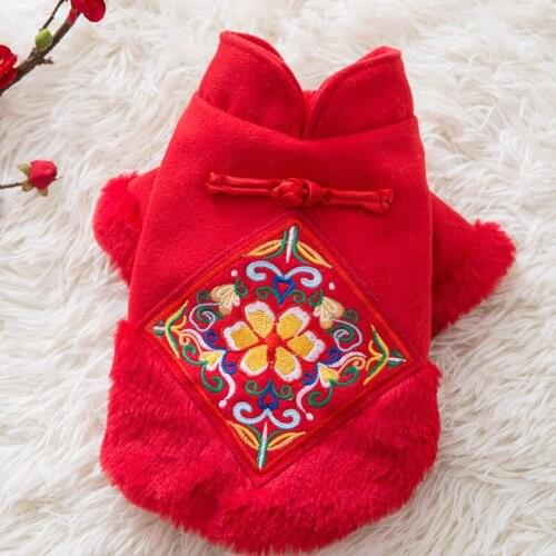 Chinese New Year Pet Clothing Dog Clothes Winter Puppy Coat Jacket Tang Suit Yorkie Pomeranian Schnauzer Dog Outfit