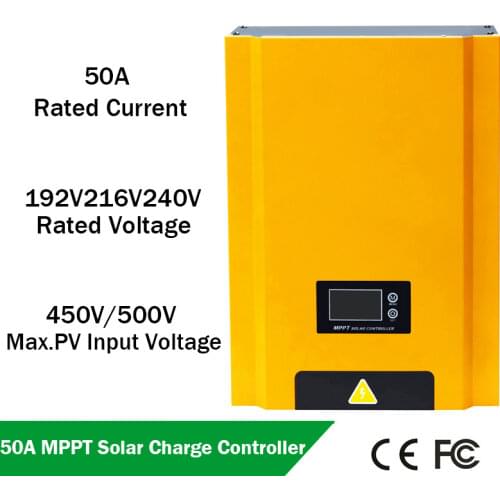 Solar Charge Controller 50A with MPPT LCD Display 192V216V240V PV Home Battery Charger Solar Cell Panel Charger Regulator