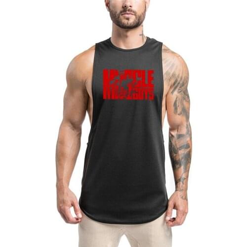 New Summer Gym Singlet Tank Top Men Fitness Stringer Running Vest Cotton Bodybuilding Sleeveless T shirt Muscle men tanktop