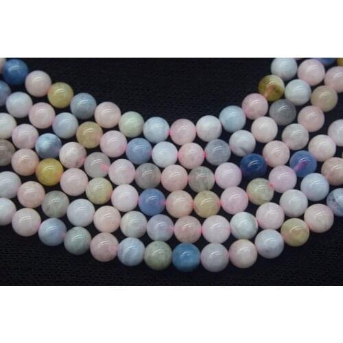 Morganite round multicolor 6mm 15" for DIY jewelry making loose beads FPPJ wholesale beads nature gem stone