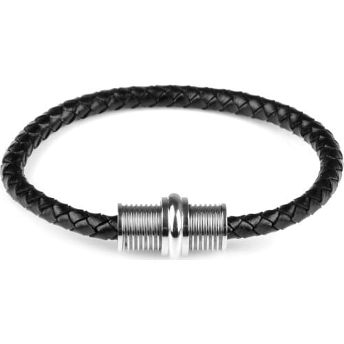 Red Braid Genuine Leather Bracelets Stainless Steel Magnetic Clasp Charm Hand-woven Simple High Quality Bangles For Men