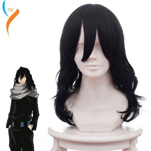 My Hero Academia Shouta Aizawa Eraser Head Cosplay Wig Black Long Wavy Curly Cosplay Wig Cosplay Hair Boku no Hero Akademia Wig