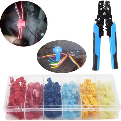 Quick Electrical Wire Scotch Lock Splice Connectors Crimping Pliers Insulated Terminal Crimp Wire Stripper Kits
