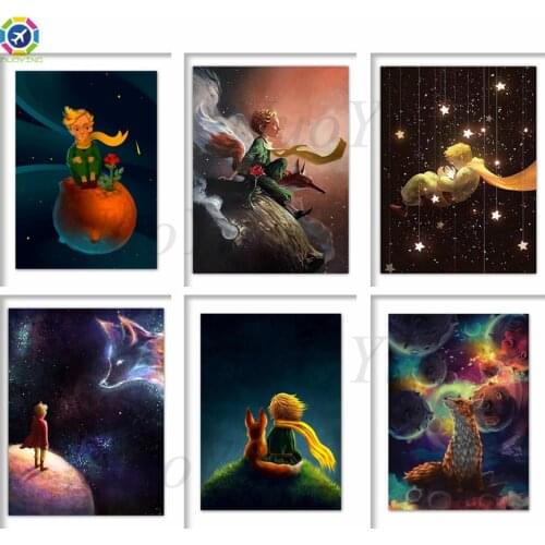 Printed Wall Artwork Canvas Painting Little Prince Rose Fox Alien Modular Pictures Nordic Posters Home Decoration Children Room