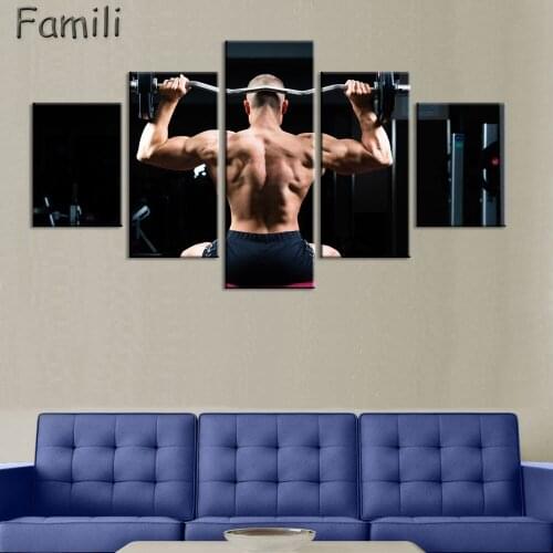 5pcs Wall Art Poster Bodybuilding Exercise Fitness Sports Painting Canvas Printing Unframed Modular Pictures Hot Cuadros Decor