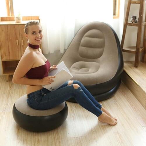 Delicate Texture Super Soft Inflatable Leisure Sofa Chair with Ottomans for Dorm
