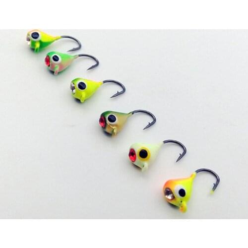 New 6 Pcs/Set winter ice fishing lure 1.8cm /1.5cm mini metal lead head hook bait fishing accessories