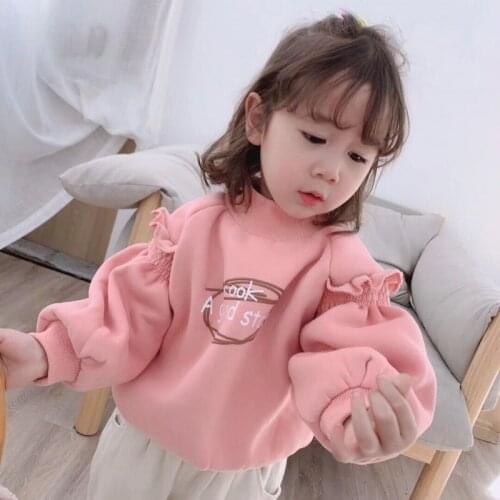 New Pink Green Winter Warm Clothes Girls Sweater Kids Plus Velvet Toddler Teens Tops Thicken Children Cute Good Quality Christma