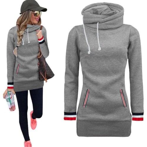 New 2021 tight Hoodie warm striped cuffs long sleeve pockets sport shirt solid colour patterned sport shirt womens tight hoodie