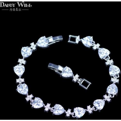 2018 new arrival Heart Shape Cubic Zircon Jewelry White Austrian Crystal Strand Bracelets For Wife/Girlfriend Best Present