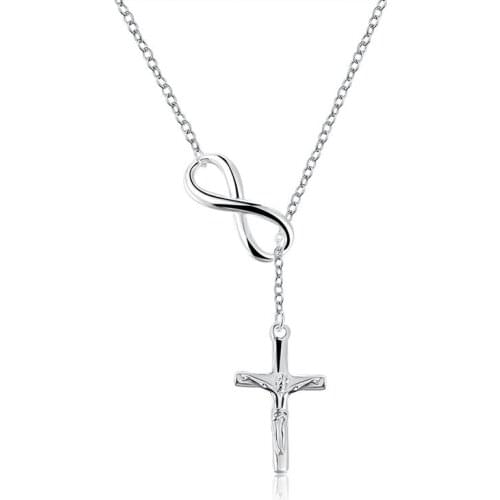 New Arrival Fashion Number Eight Chain Necklace for Men Cross Pendants Necklace Jewelry Silver Color Party Gifts