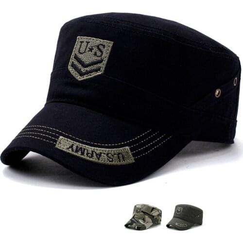 New fashion U.S ARMY Military Hats Camouflage Flat Top Hat Men Cotton Hat USA Navy Embroidered Camo Hat