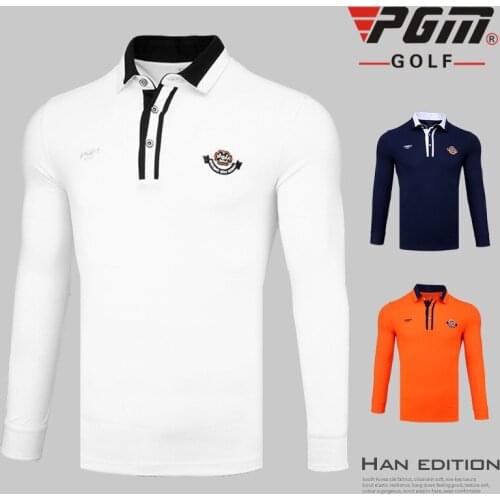 Pgm Golf Clothing Mens Golf Shirts Breathable Collar Golf Full Uniforms T Shirts Men Sports Training Shirts AA11837