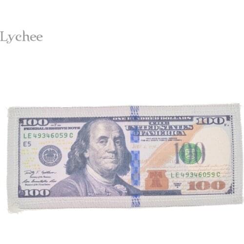 Lychee 100 USD Printing Patches Sew On Sticker For Crafts Clothes Garment Applique DIY Wedding Dress Decor