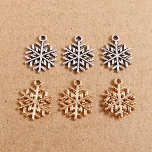 20pcs 15*20mm Antique Snowflake Pendant Charms for Earrings Making Gold Silver Color Necklace Bracelets Jewelry Findings DIY