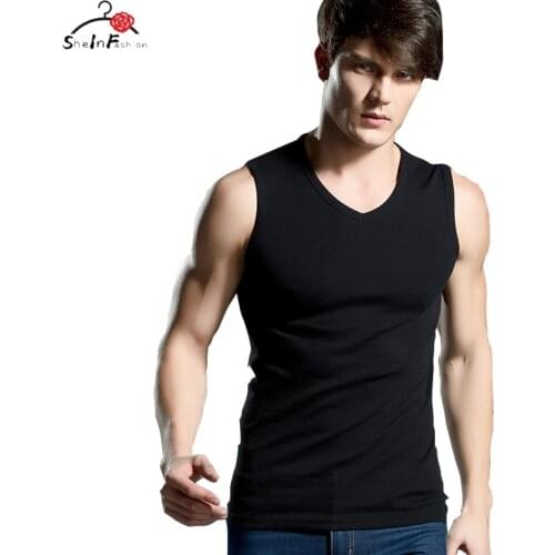 Plus Size Mans Cotton Pure Color Seamless Underwear Clothing Close-fitting Broad Shoulders V Neck Vest Comfortable Undershirt
