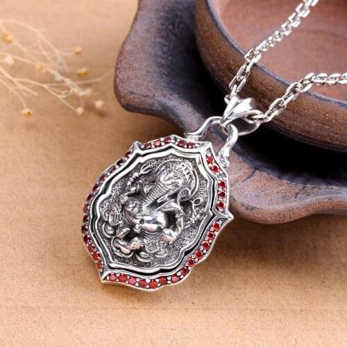 Character silver product Thai silver wholesale S925 silver Thailand pure manual unisex trunk Buddha pendant