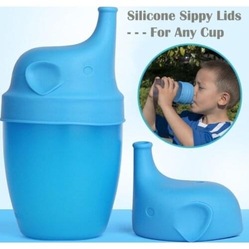 Silicone Sippy Lids for Baby Drinking Converts Any Cup or Glass to a Cup Makes Drinks Spillproof